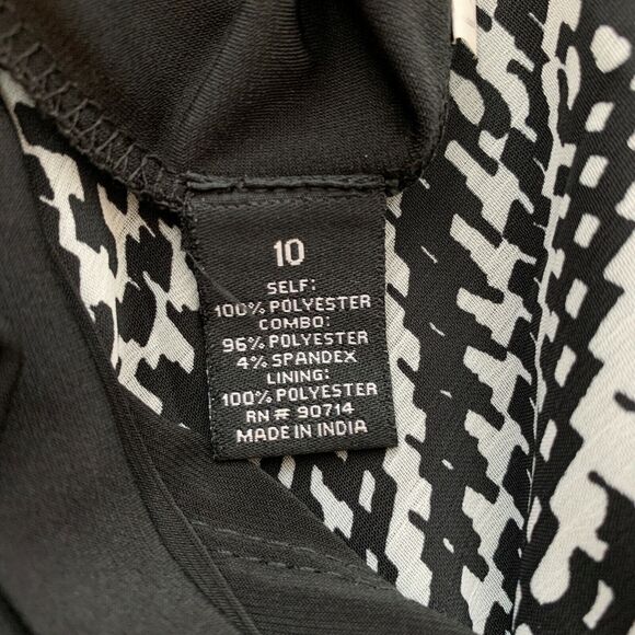 JBS Dress10 Black White Sheath Geometric Sheer Overlay Sleeveless Mini - Picture 4 of 6